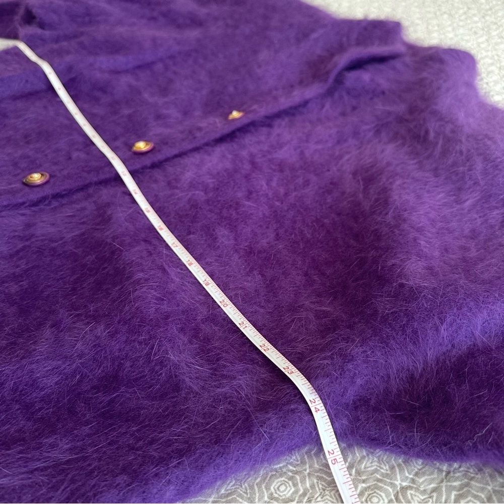 Exclusively Misook Vintage Vibrant Purple Angora Cardigan Jacket One Size XL - Picture 8 of 12